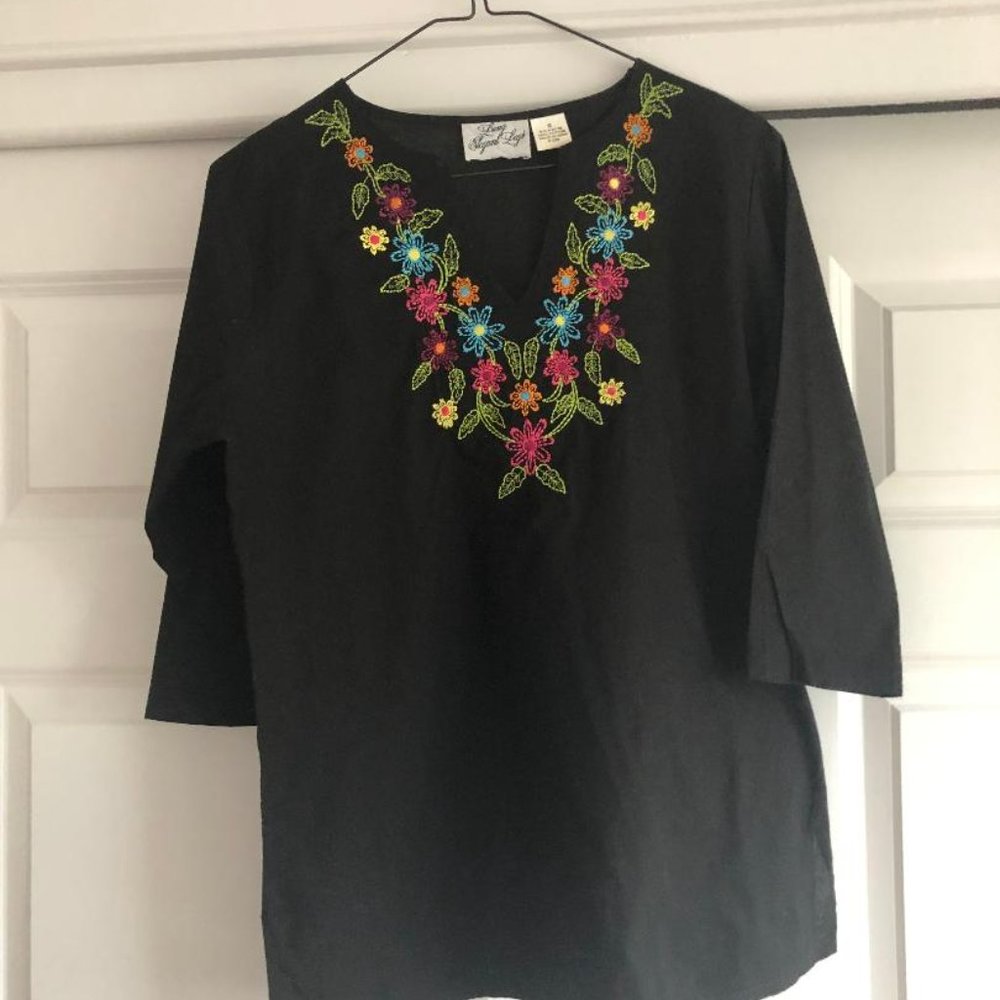 Long Elegant Legs (LEL) - Embroidered Black Tunic (NWOT)